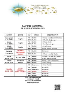 Raspored svetih misa od 6. do 12. studenoga 2023.